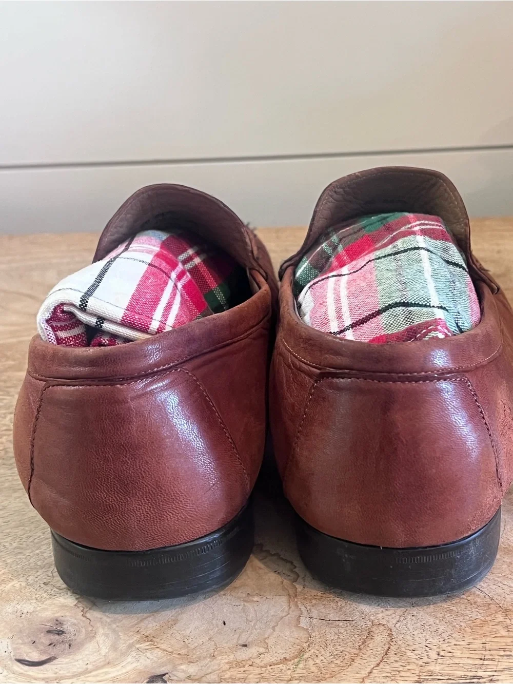 Johnston & Murphy Sheepskin Chestnut Brown Butter Soft Leather Loafers RL